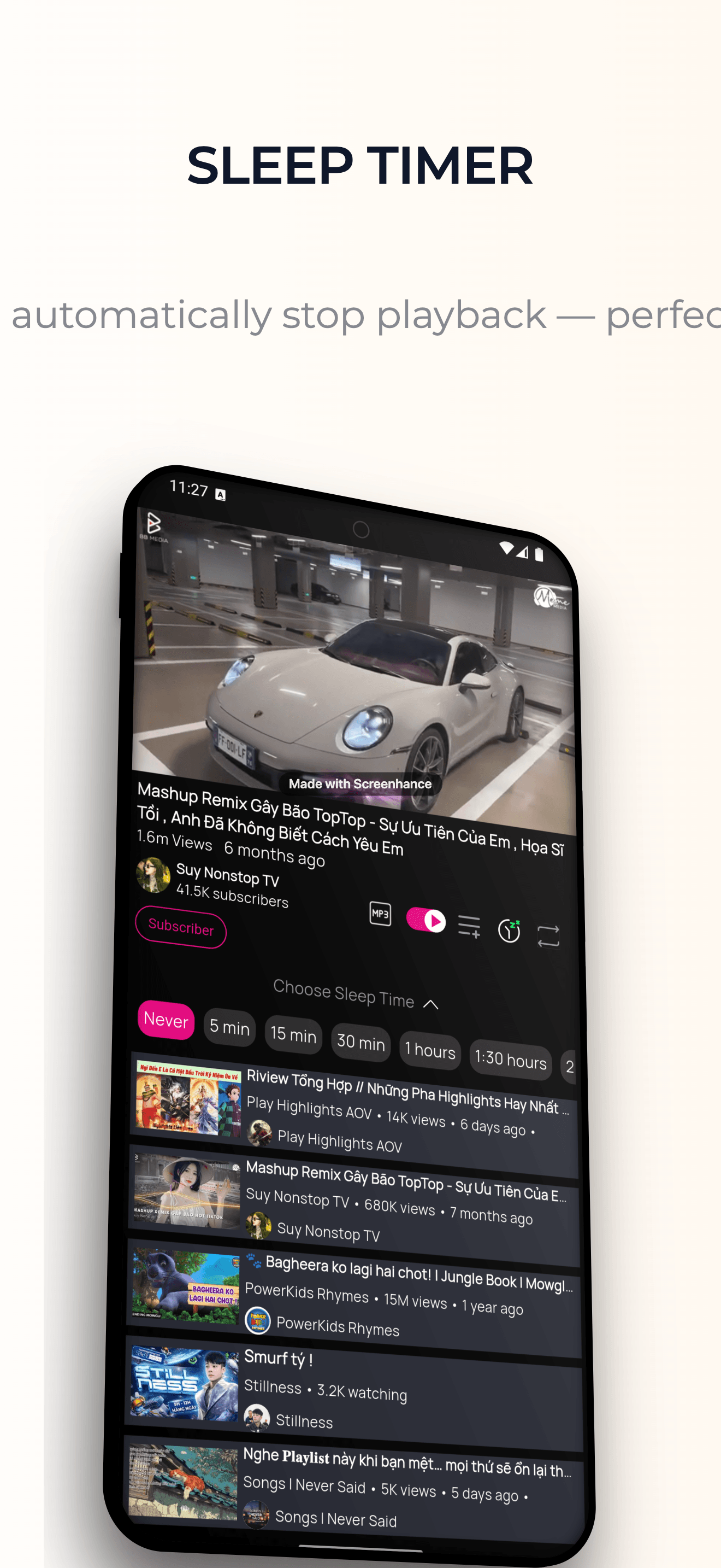 YMusic Stream playlist videos screen